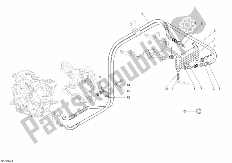 Alle onderdelen voor de Olie Koeler van de Ducati Multistrada 1100 USA 2008